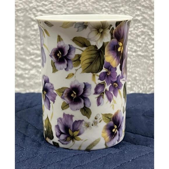 Springfield England Bone China Mug Purple Pansy Floral Coffee Cup - Picture 3 of 8